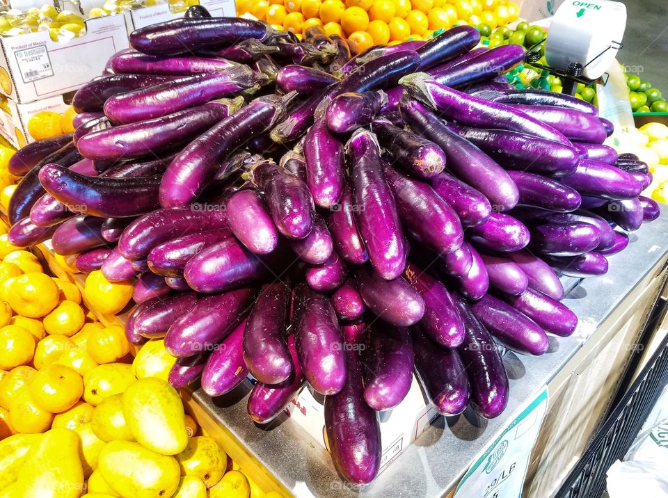 Bunch of eggplants