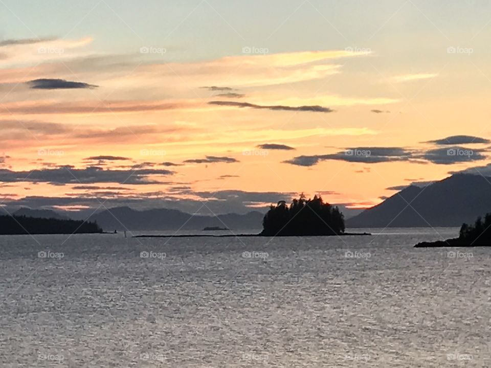 Alaska coast sunset