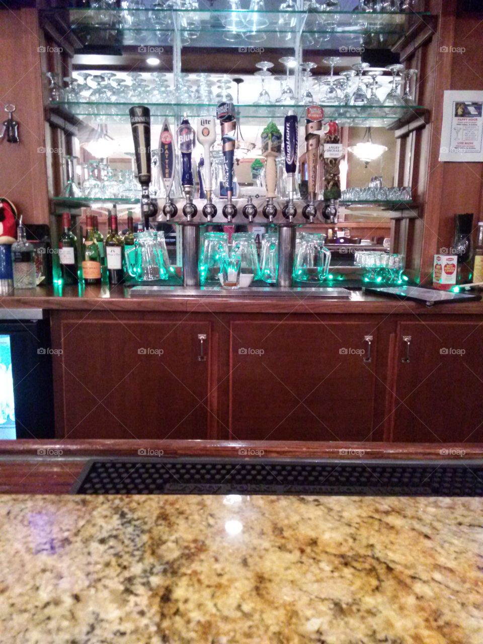 night out. image of a well stocked bar in a restaurant