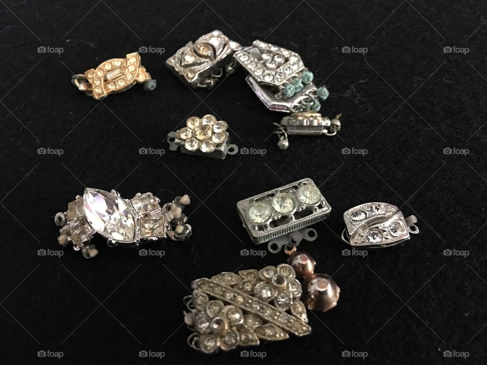 Vintage rhinestone jewelry clasps