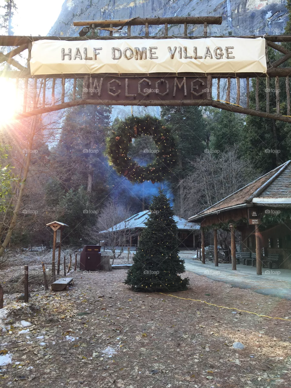 Half dome village in winter 