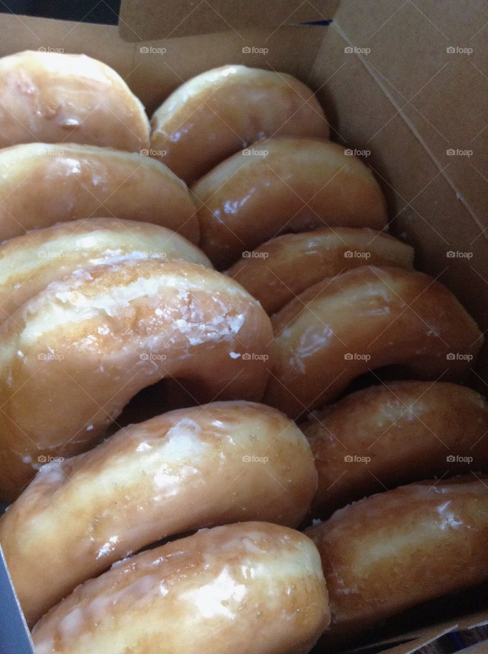 Box of a dozen doughnuts from a bakery in Indiana