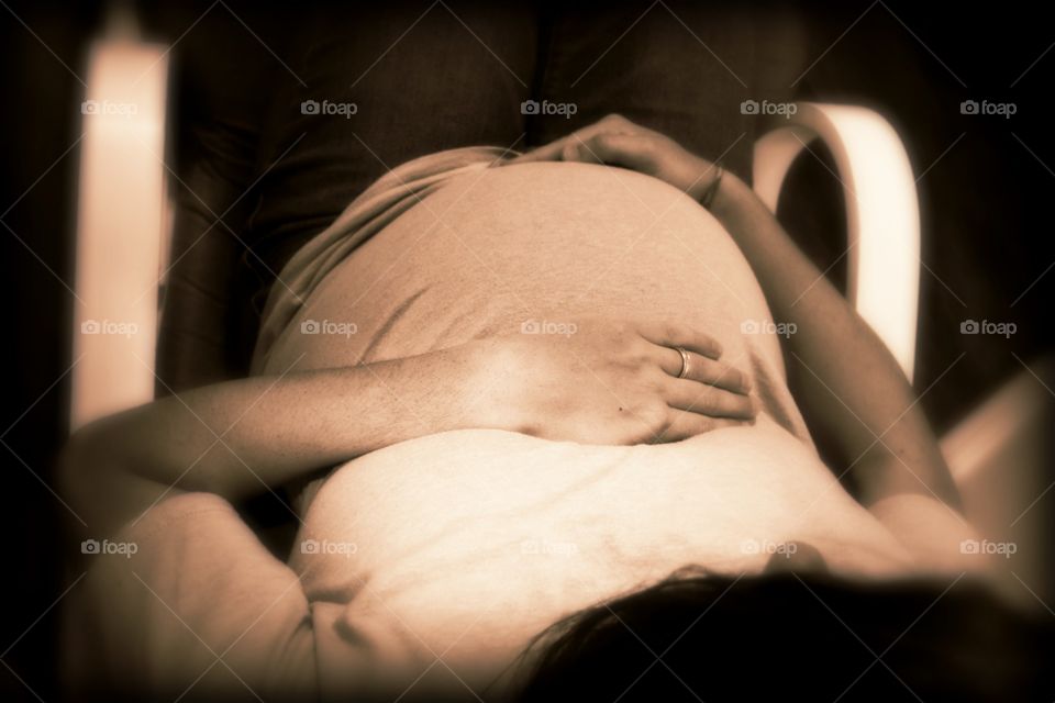 Close-up of pregnant woman relaxing