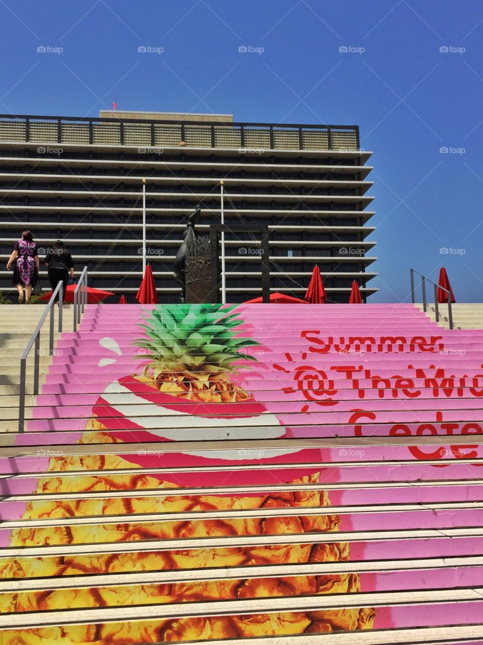 A colorful summer stair. A colorful summer stair in front of the City hall of Los Angeles