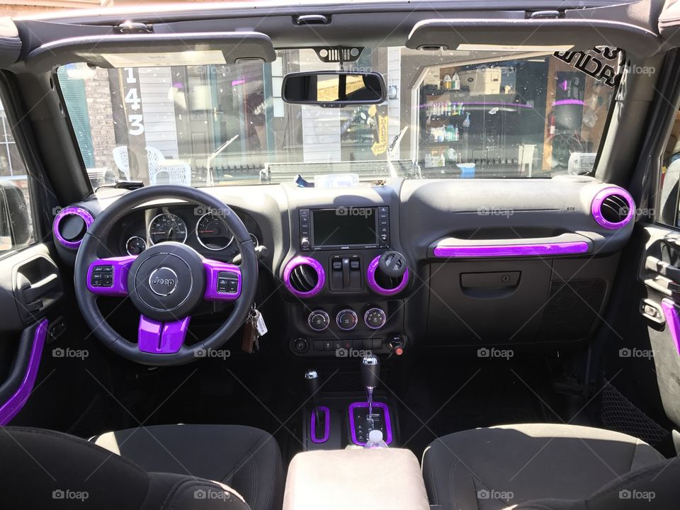 Purple Jeep interior 