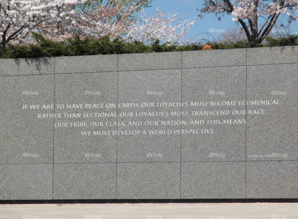 A good word for our time, spoken by Martin Luther King, Jr. in 1967 in Georgia, memorialized in his honor in Washington DC.
