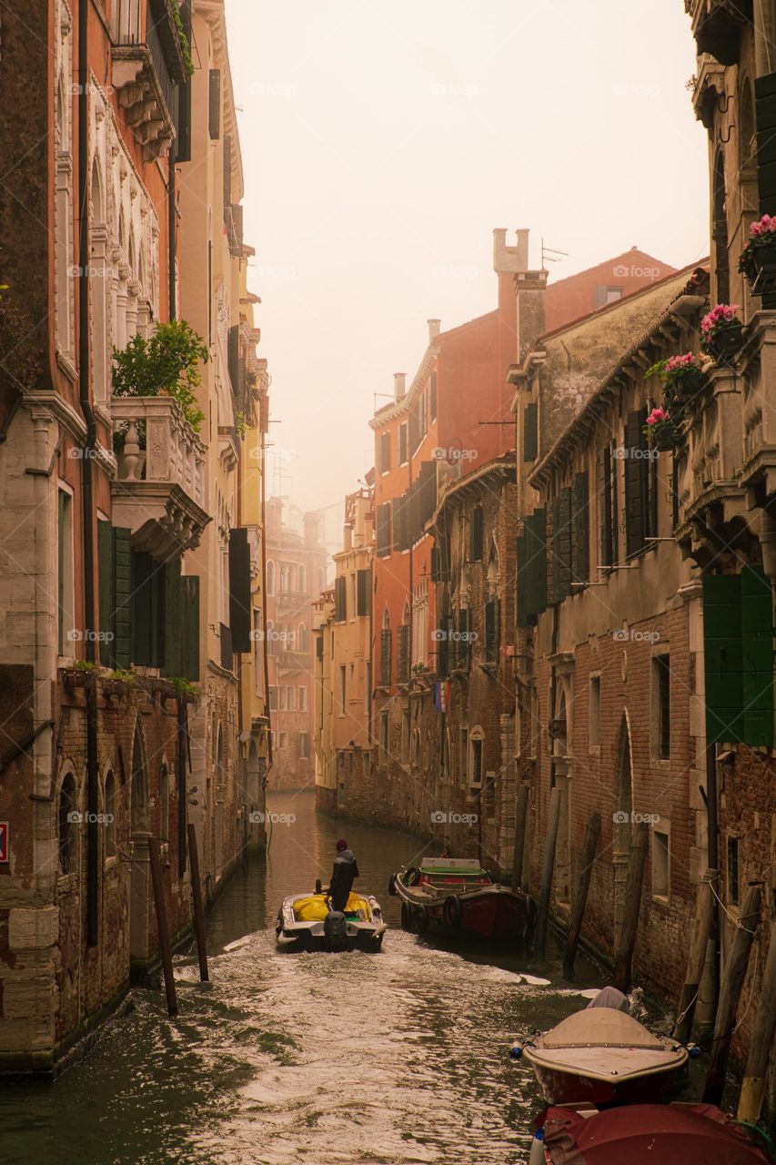 A foggy morning in Venice.