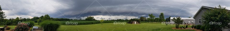 Panoramic view of storms rolling in