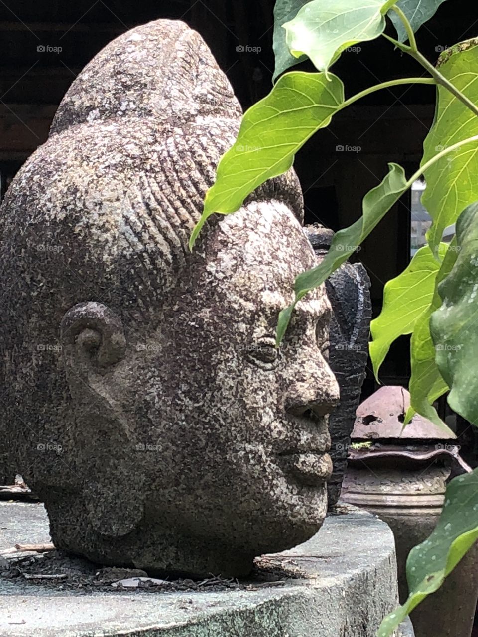 Carved stone Religious statue head