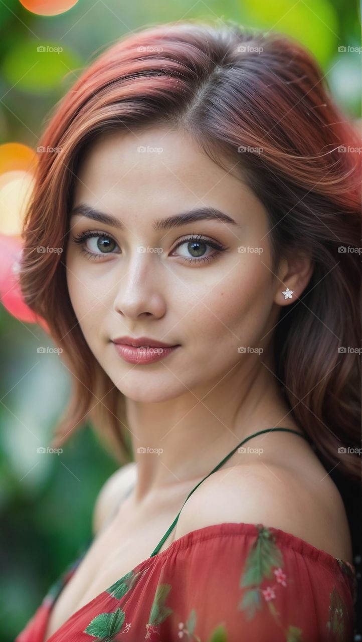 a beautiful woman in a red dress posing for a picture