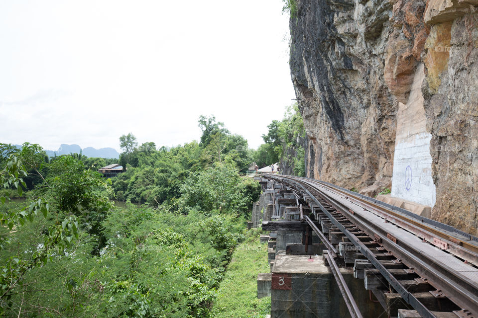 Railway train in Kanchanaburi Thailand 