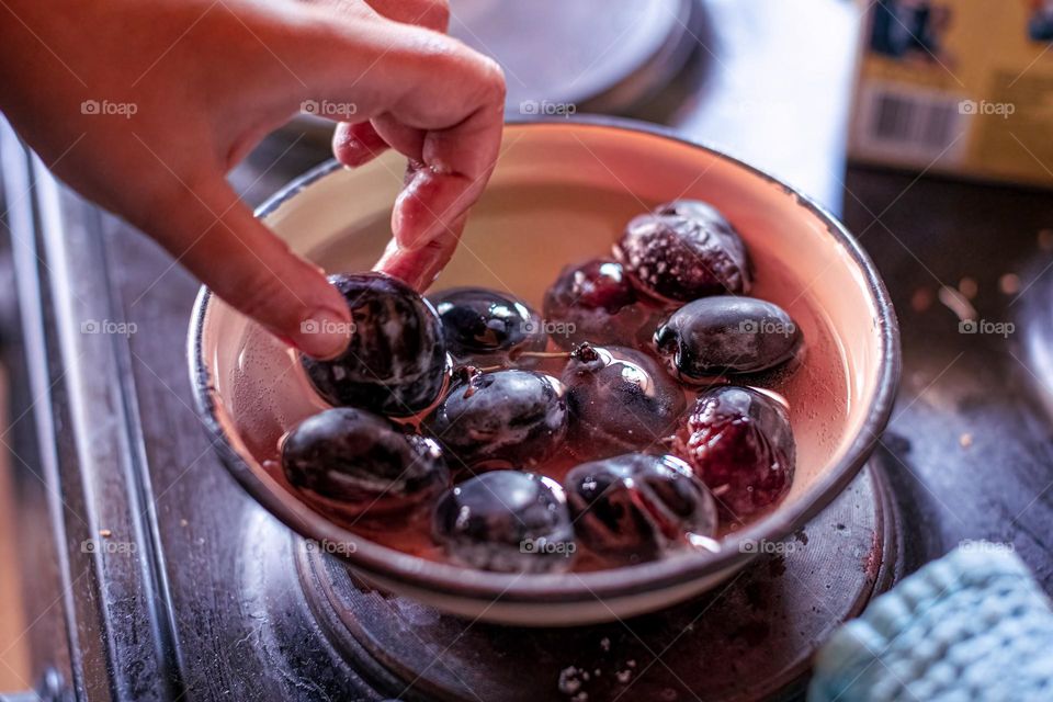 A plums in a pot