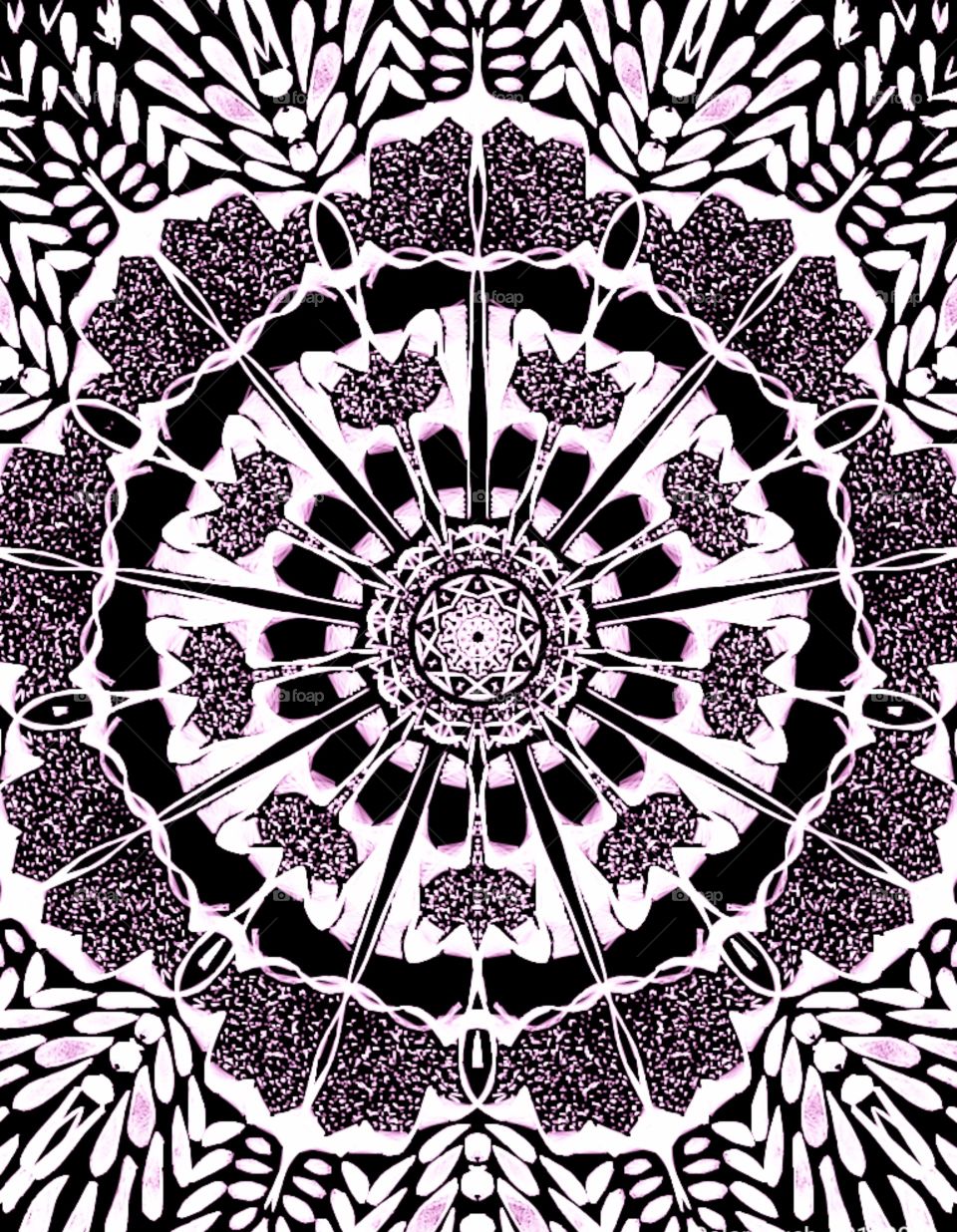 My Reflectional Glowing Purple Floral Art Design Pattern. Circular type of Grid.