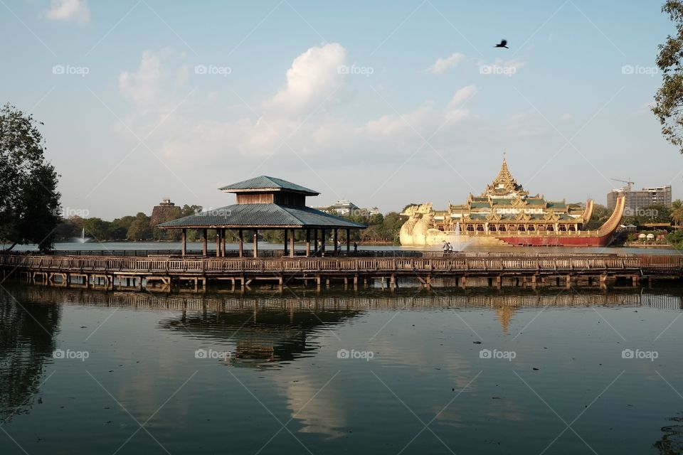 Kandawgyi pagoda in Yangon, Myanmar