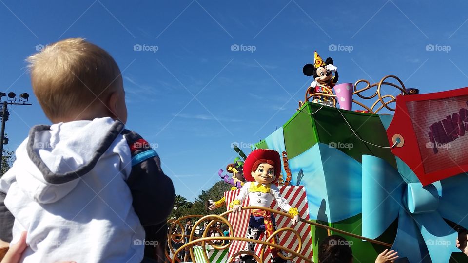 Watching the parade at Disney World