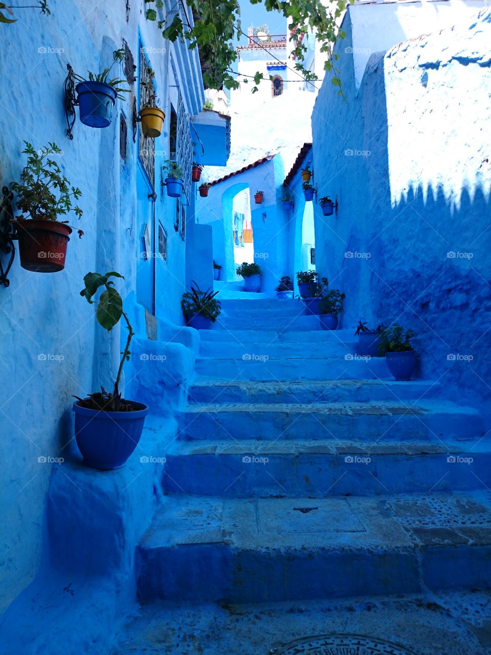 View of steps and staircases at chefchaouen