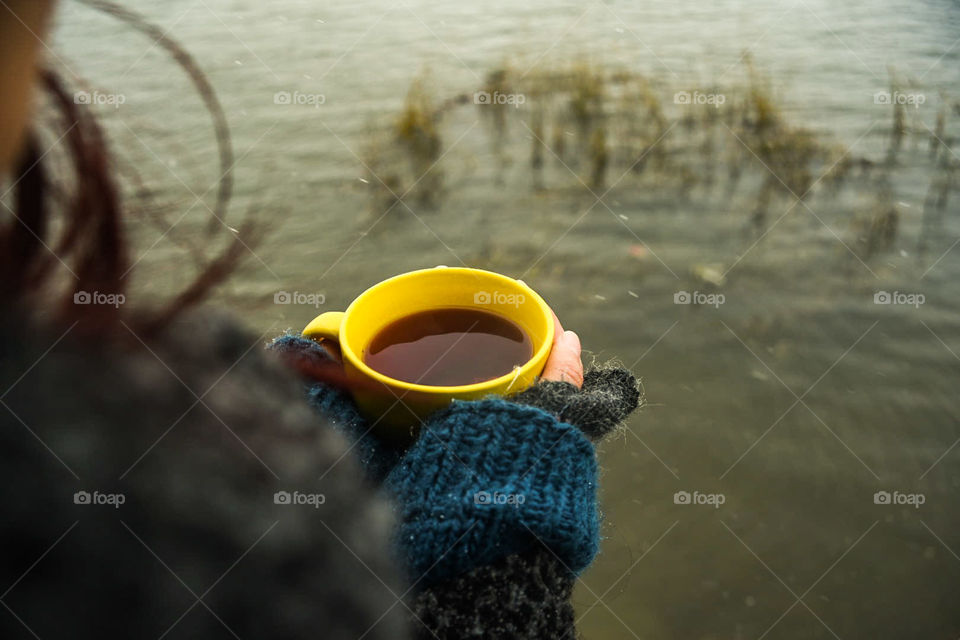 Yellow tea cup