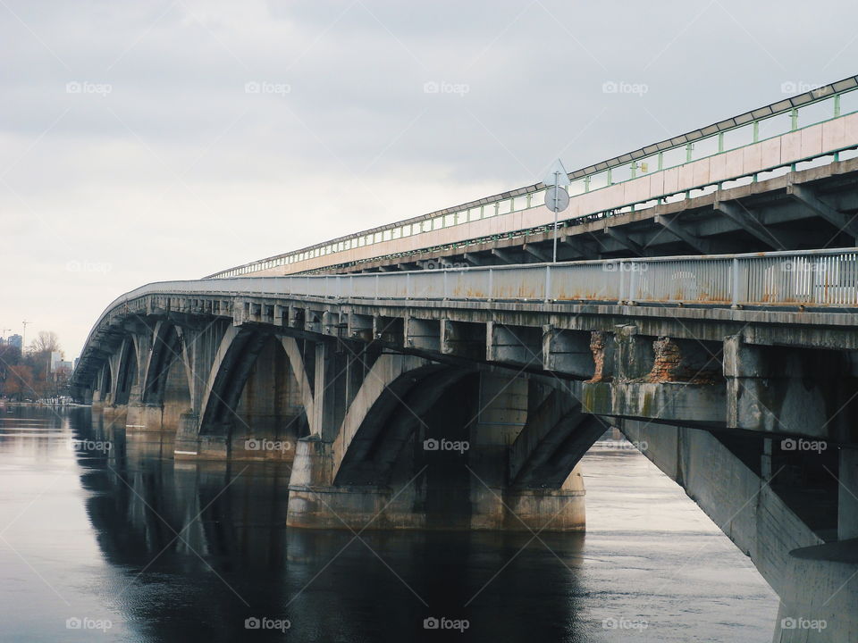 the bridge of the metro across the Dnieper River in the city of Kiev