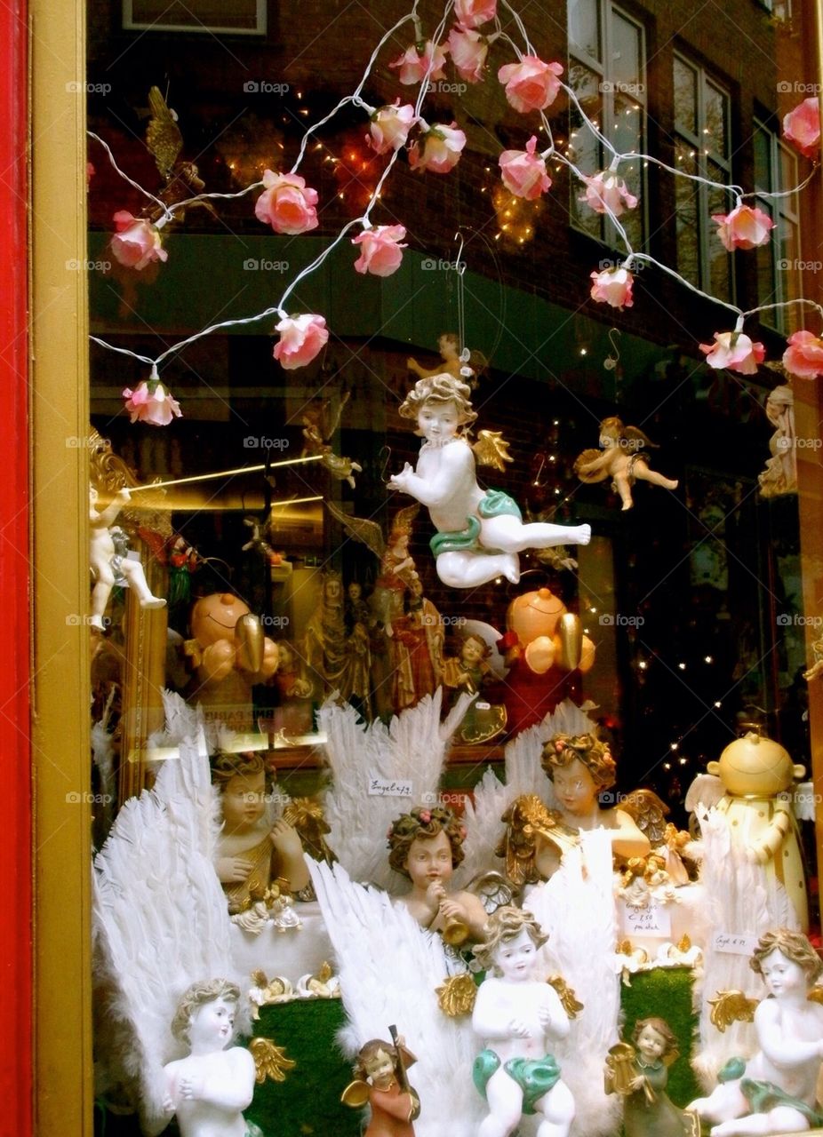 Angel window in Antwerp Belgium 