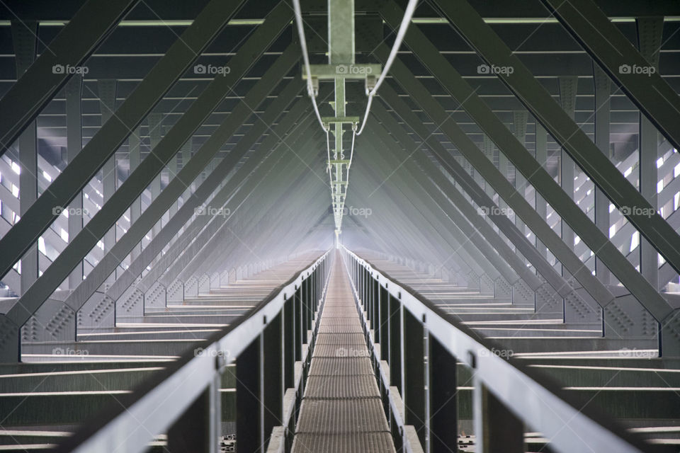 Abstract architectural view from under a bridge 