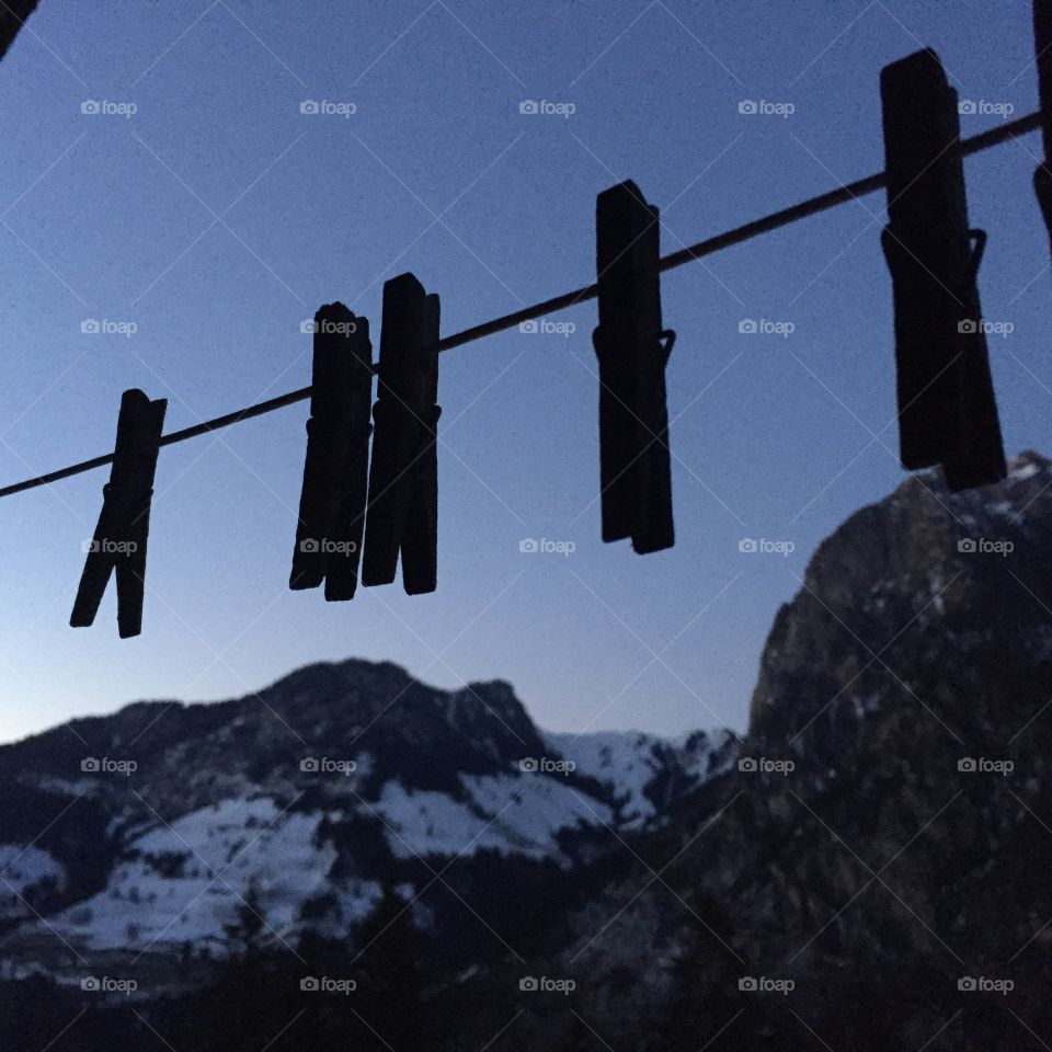 Clothesline, No Person, Clothespin, Rope, Outdoors