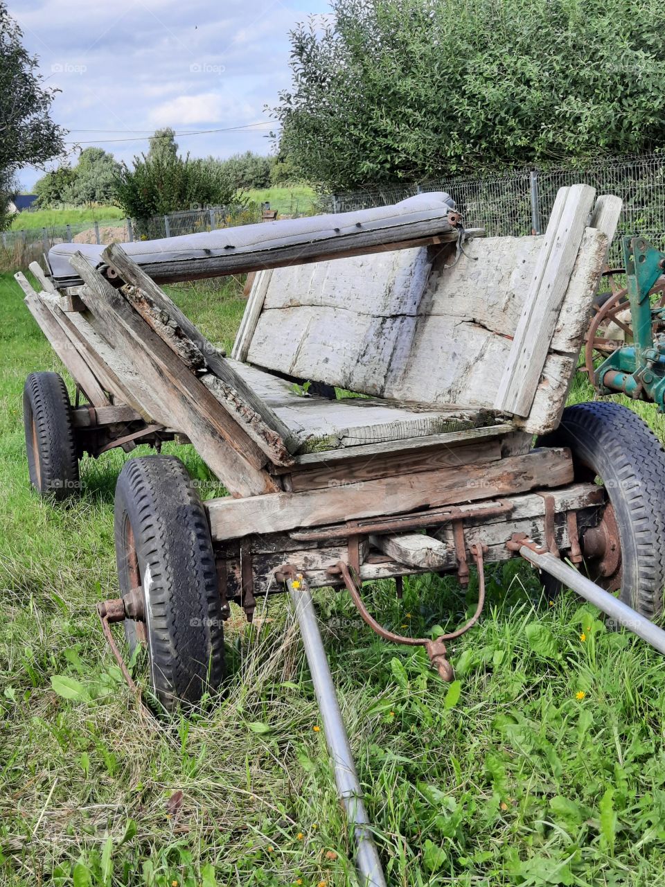 old wooden horse cart in countryside