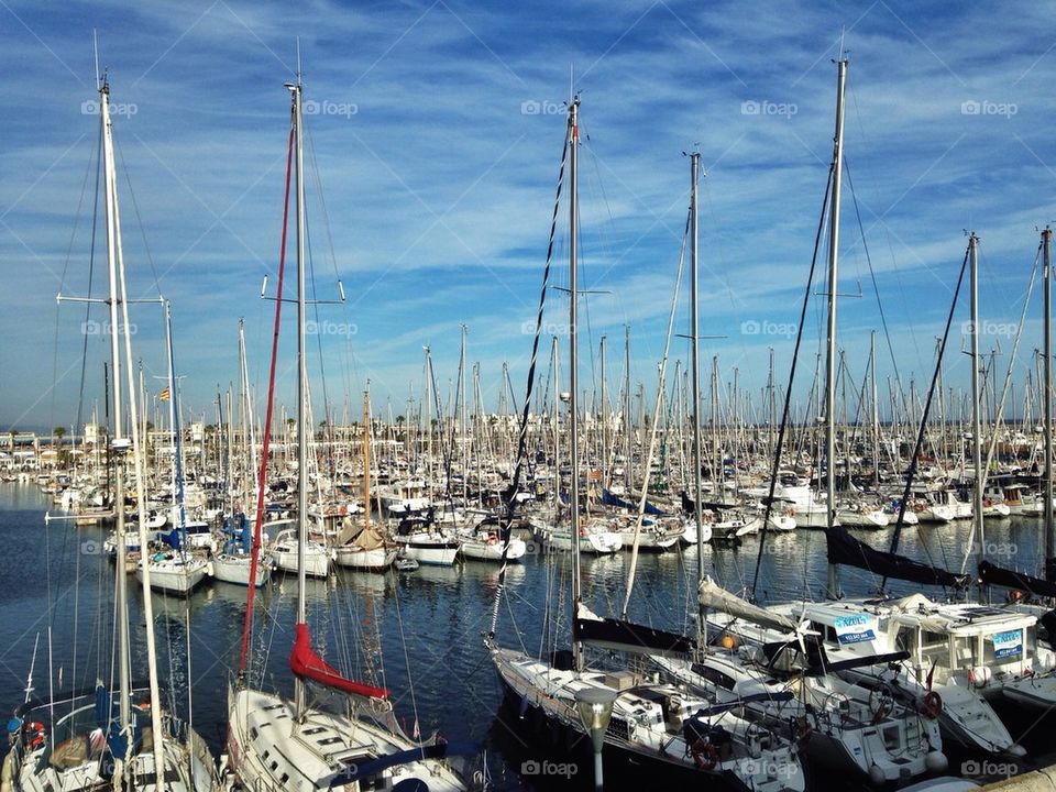 Boats at the coast of Barcelona, Spain