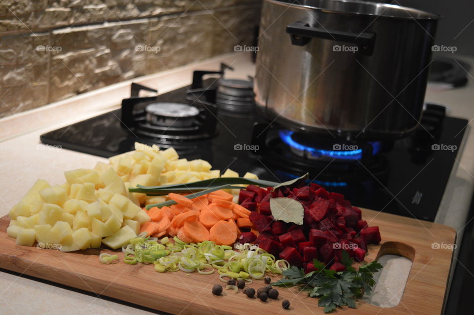 vegetables and spices to prepare a soup