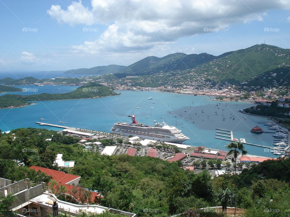 St Thomas Carnival Cruise Ship in Dock