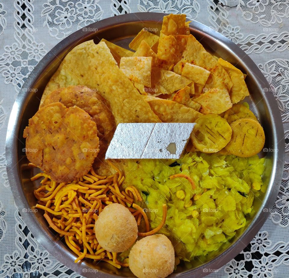 Special Diwali (Festival of Lights) snacks from India, very tasty snacks, fried, filled with calories and also sweets, 😋