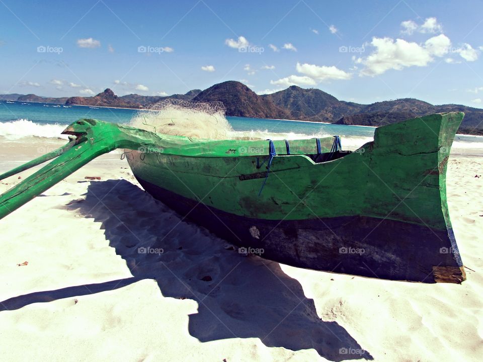 the boat. at fishermans corner of mawun beach