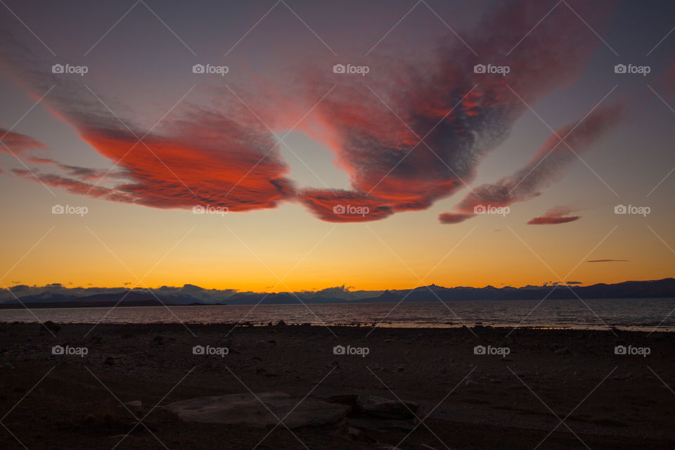 red sunset in patagonia argentina