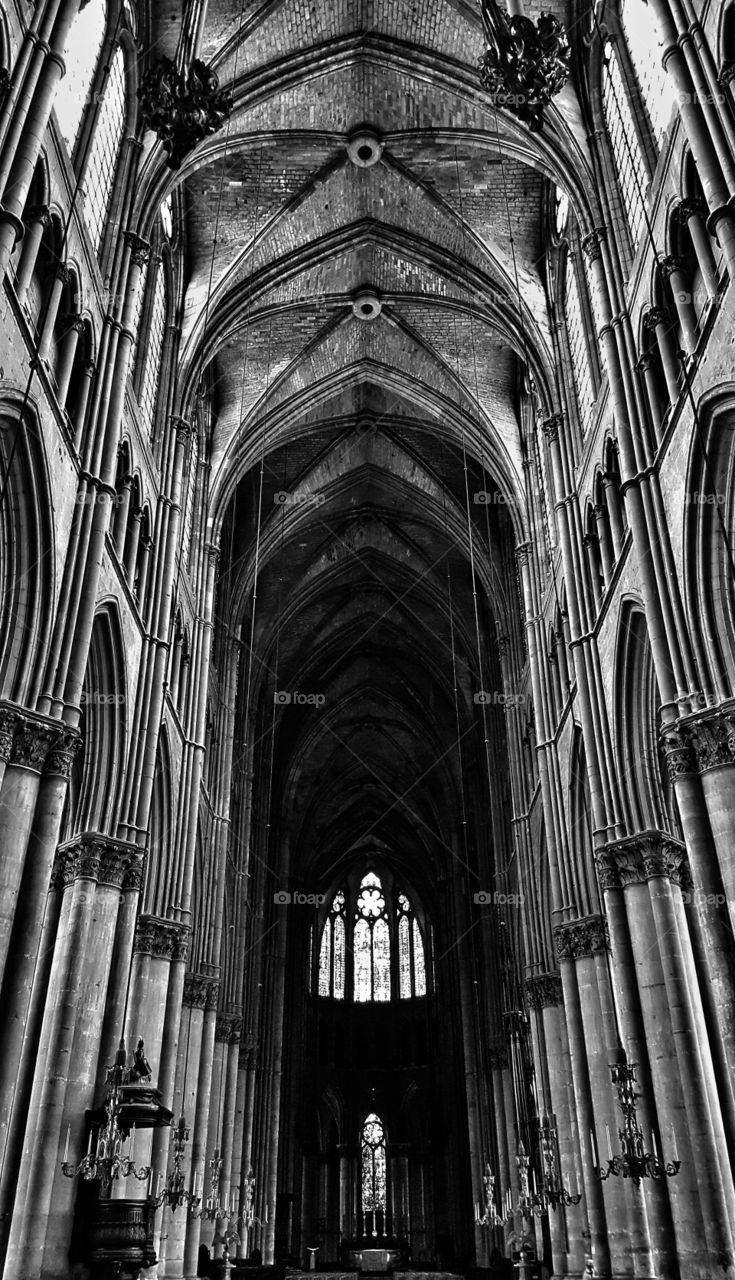 Stunning gothic Reims cathedral in france