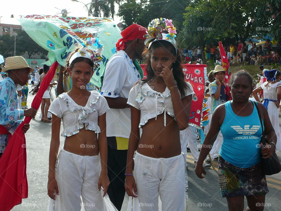Group of girl photographing in carnival