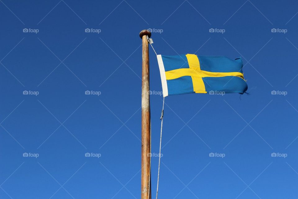 Swedish flag in the wind.