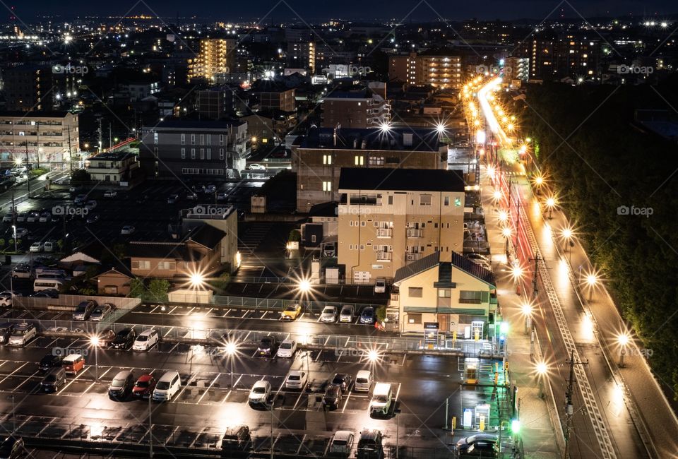 Beautiful public light of car parking and road