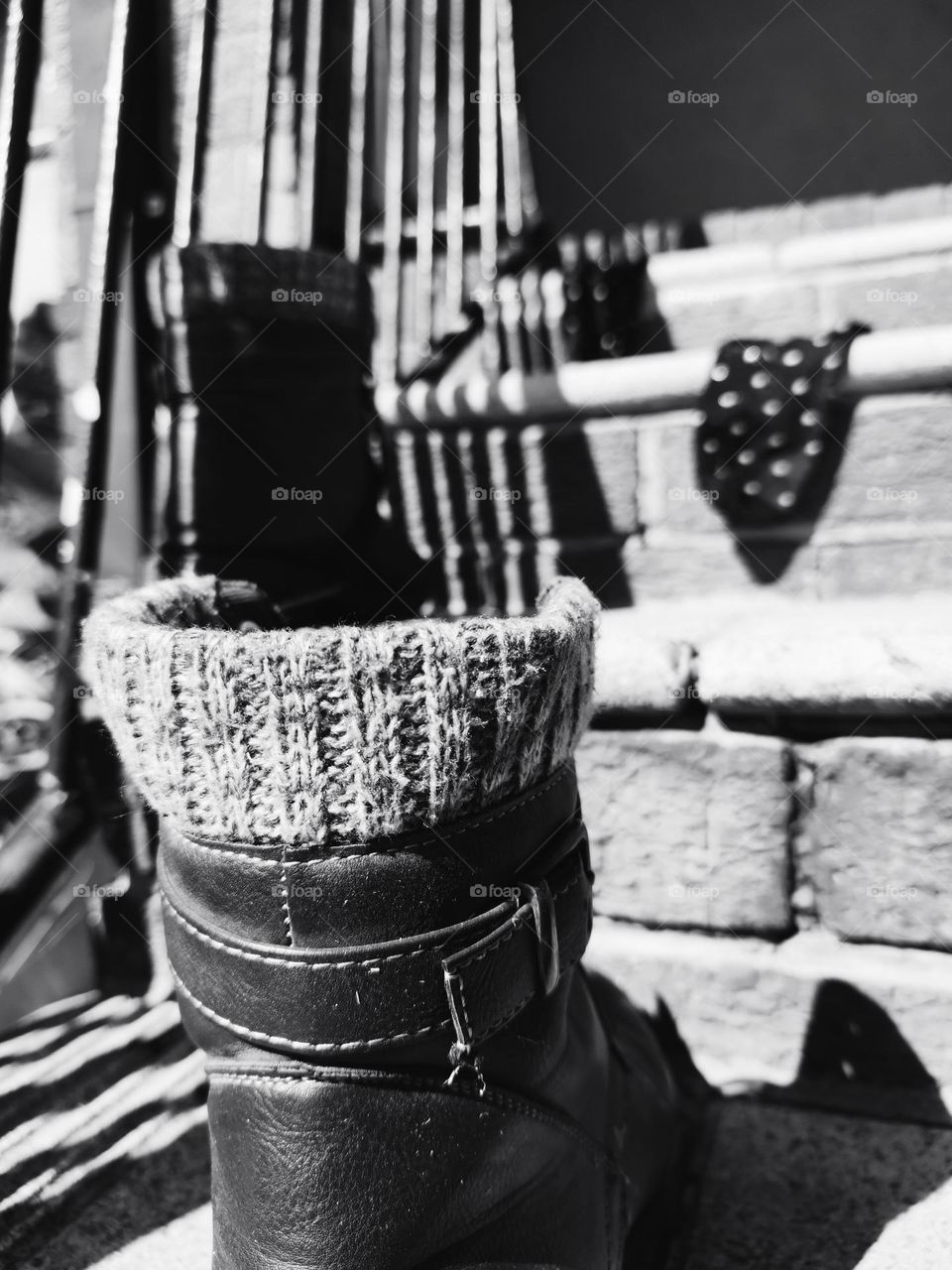 Shoes and socks on steps