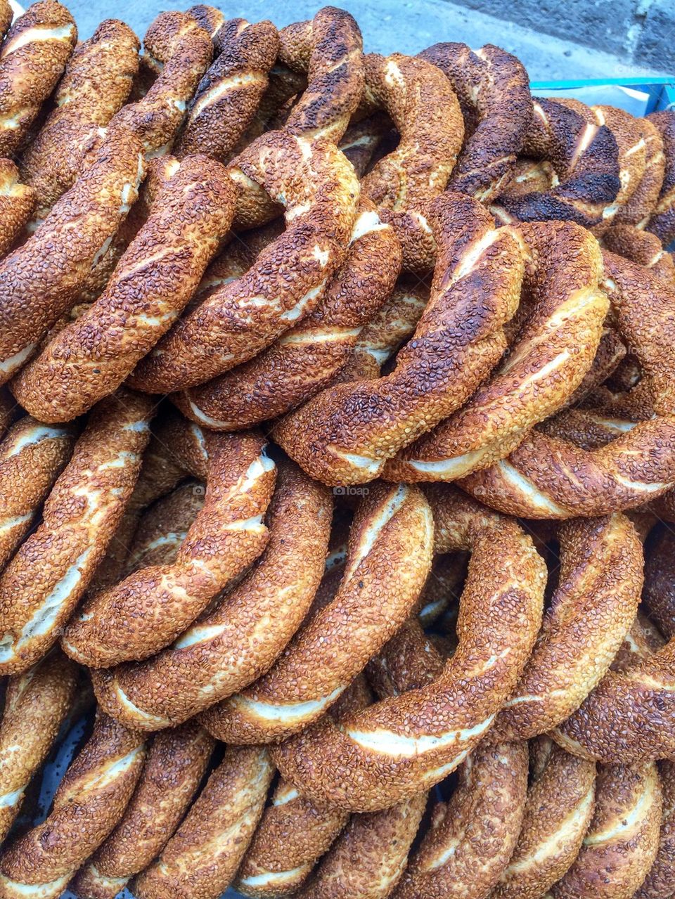 Pretzels with sesame, street market,Istanbul