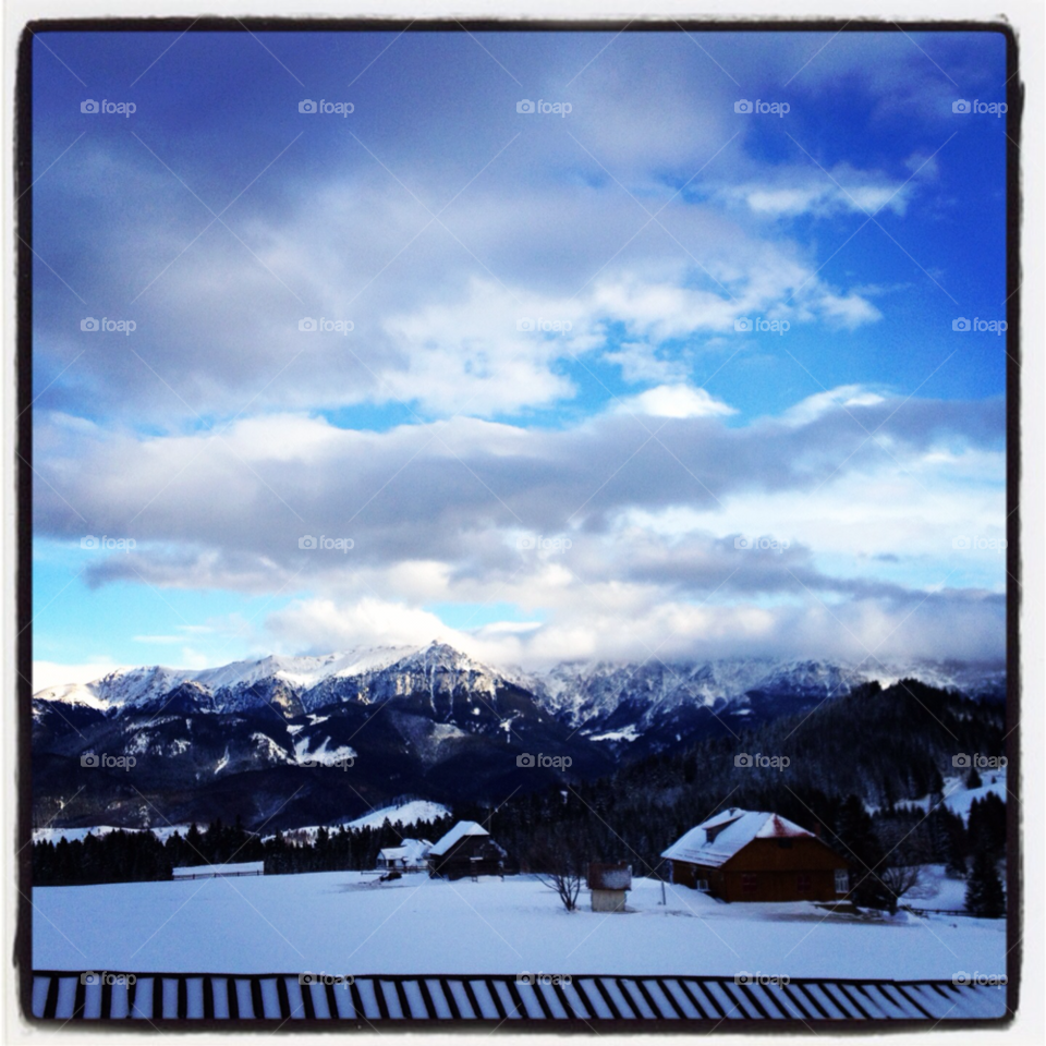 snow winter blue clouds by brunhilda