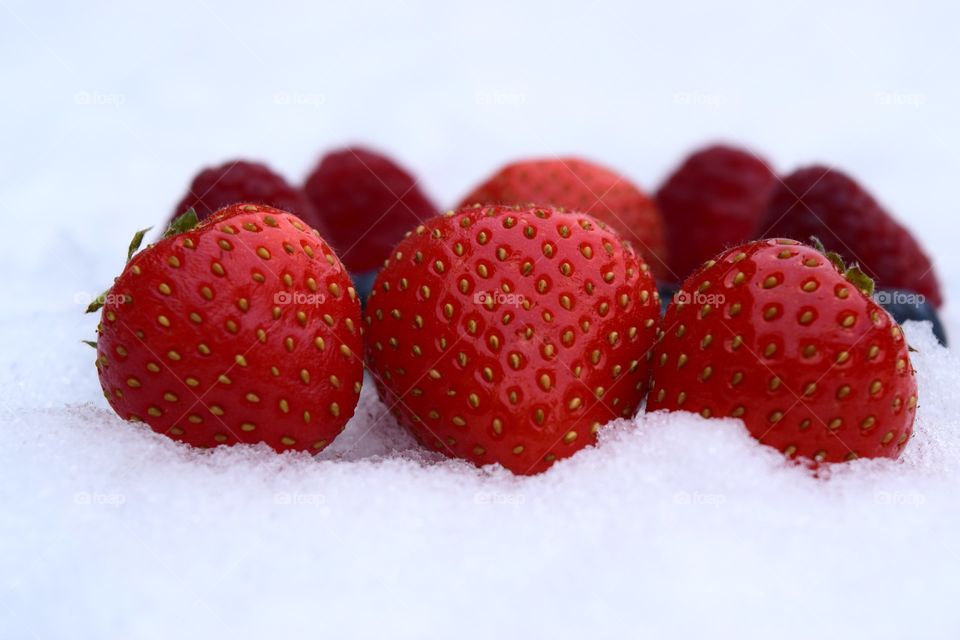 Strawberries on ice
