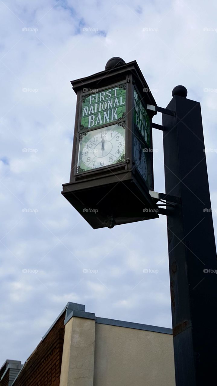 old First National Bank clock