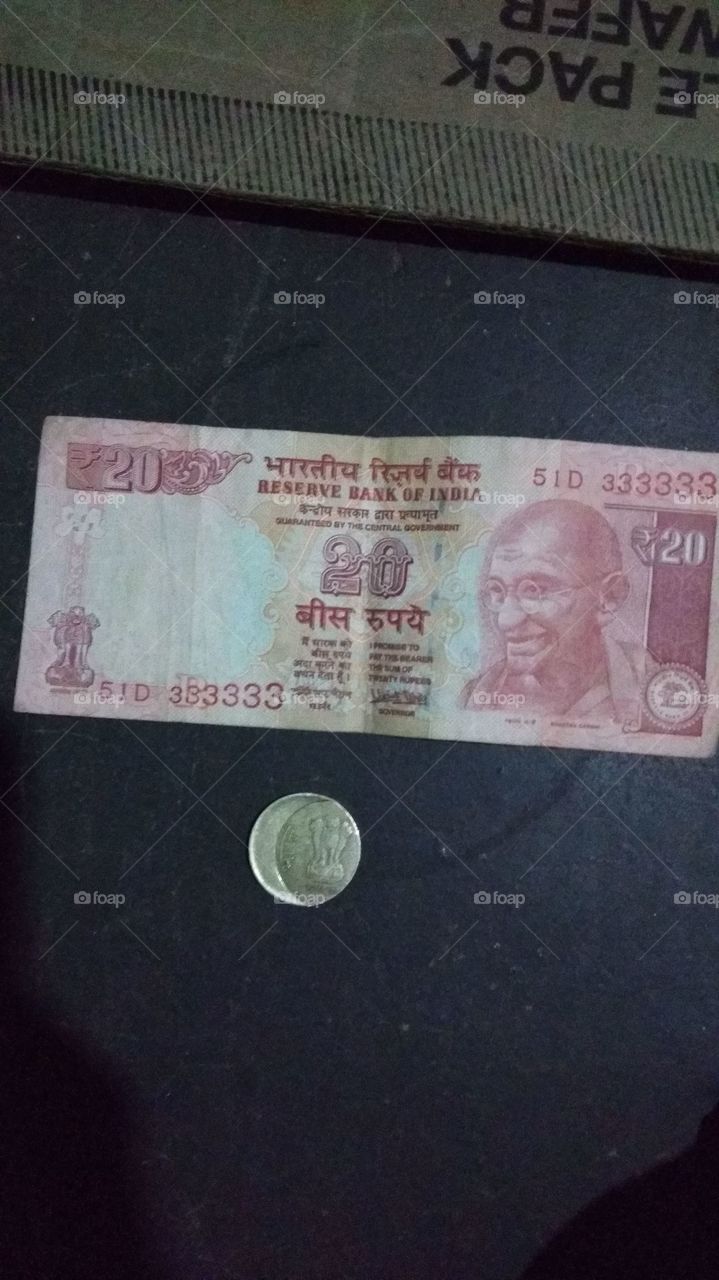 Indian old rupees and coin