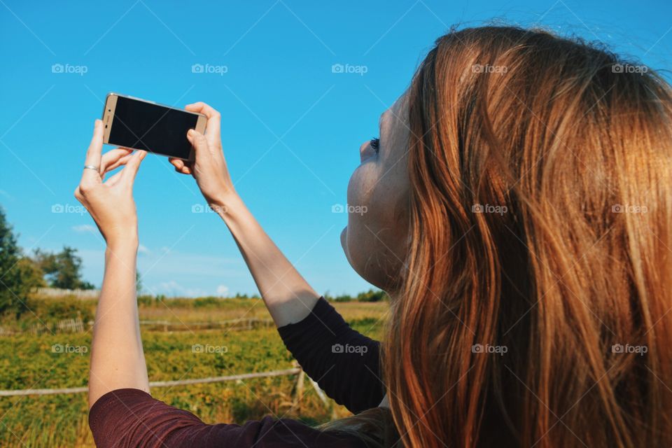 Girl using mobile device