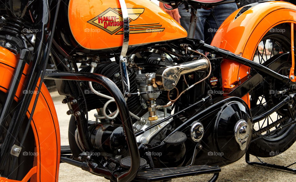 old school Harley Davidson close up