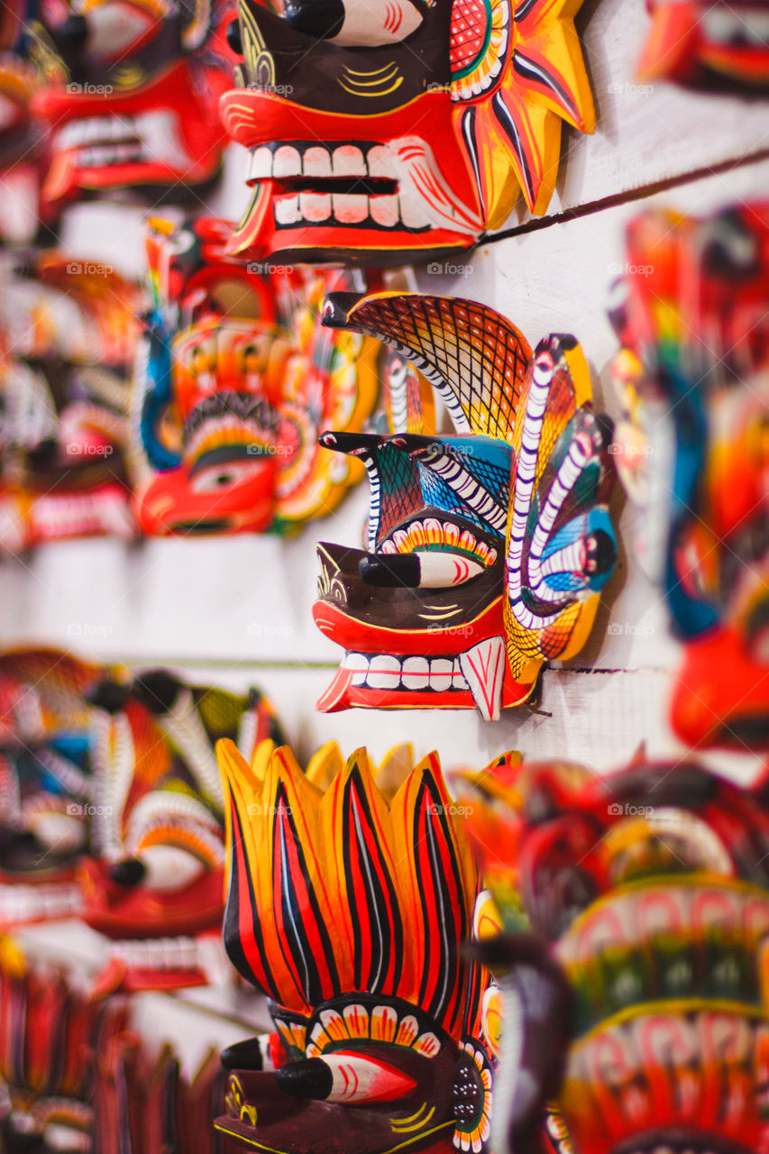 Painted wood masks