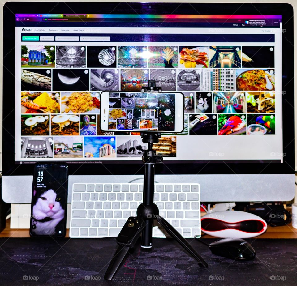 My other favourite gadget 'Selfie/Tripod'stick, computer and hand phones.