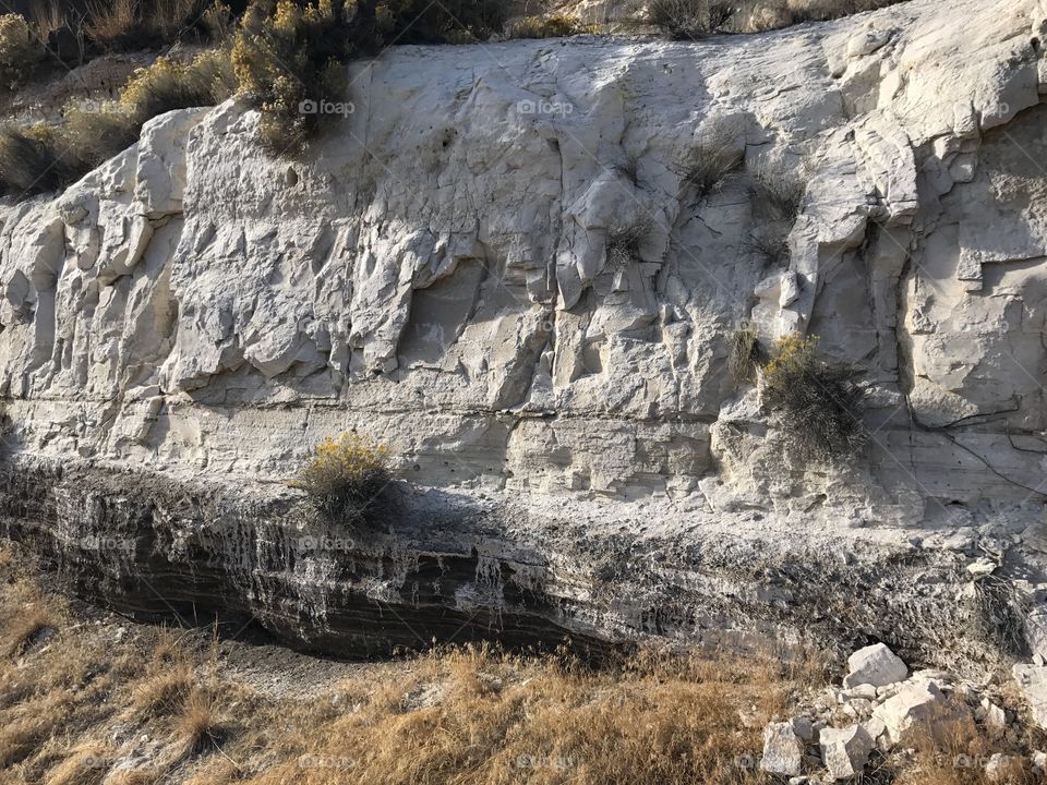 A white chalky cliffside in Deschutes County of Central Oregon. 