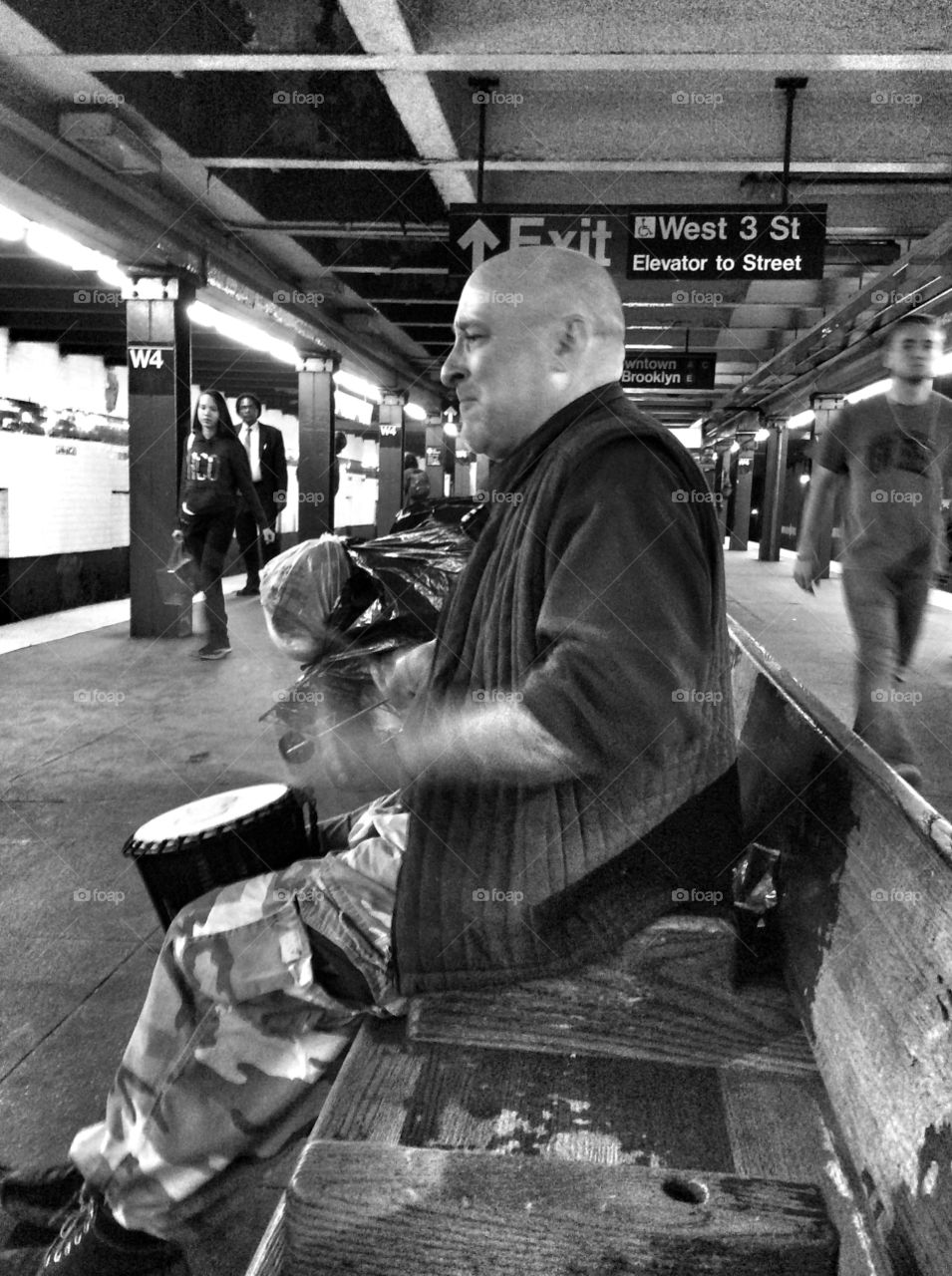 NYC Subway Performer. Nice guy playing drum for money...New York City... West Village