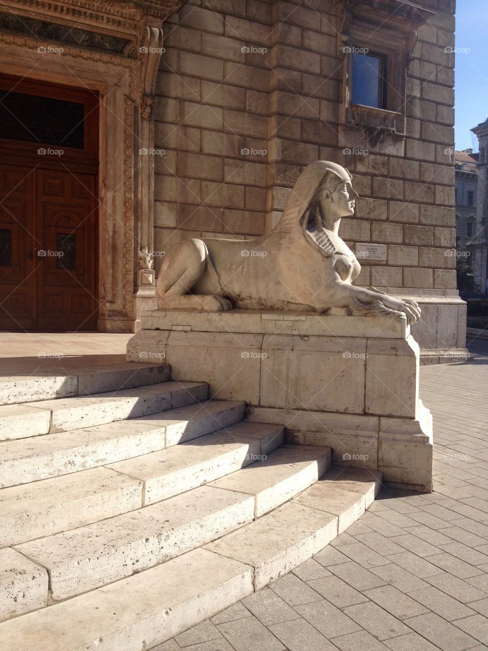 Sphinx on a Theater Entrance in Budapest 