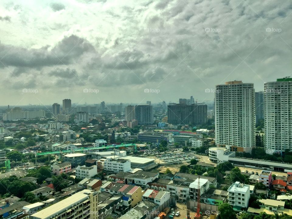City view from 22th floor at SCB Park, Thailand.